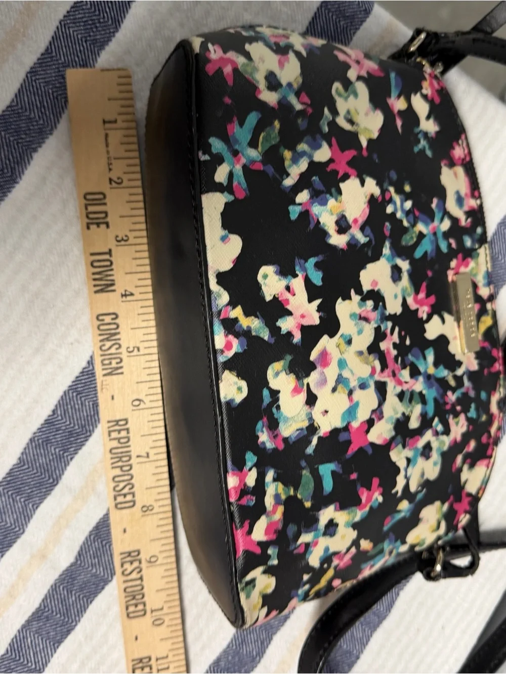 Kate Spade New York Floral Crossbody Bag Black Multi Satchel Purse